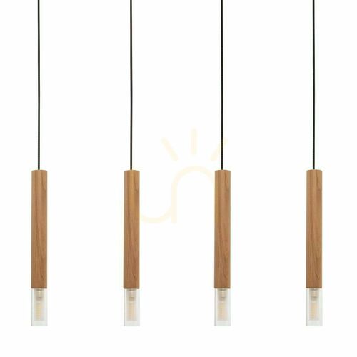 Check Zuma Line MADERA 8620403 pendant lamp, wooden bar 75 cm, 4 × G9
