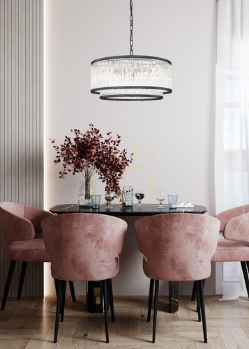 Check Pendant lamp Zuma Line SERGIO P0528-06H-P7AC matte black 6×E14