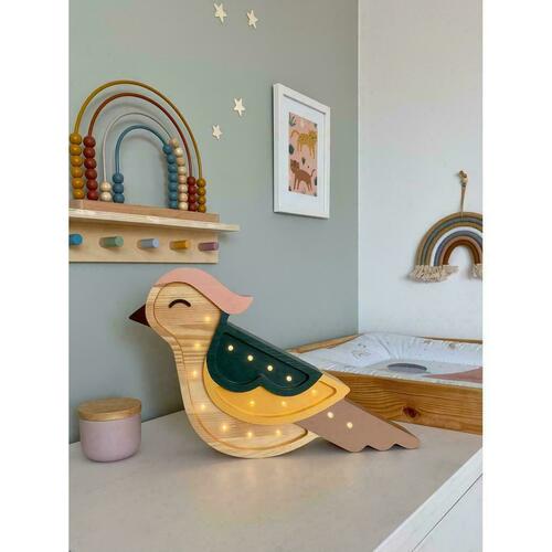 Check Bird Wood children's room lamp - handmade
