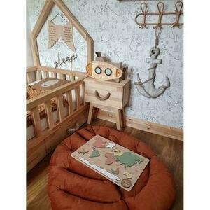 Wooden submarine lamp / orange - handmade small 14