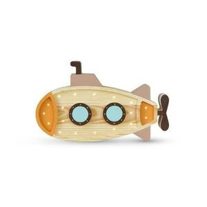 Wooden submarine lamp / orange - handmade small 0