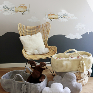 Happy Moses Moses basket crocheted cotton cord light grey 75 cm small 4