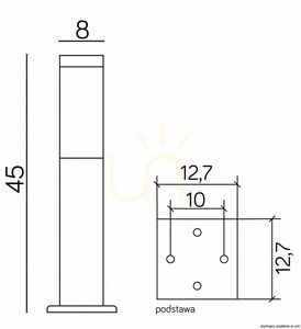Outdoor Post Light SU-MA Inox Square Silver 45 cm Stainless Steel SS802-450 small 3