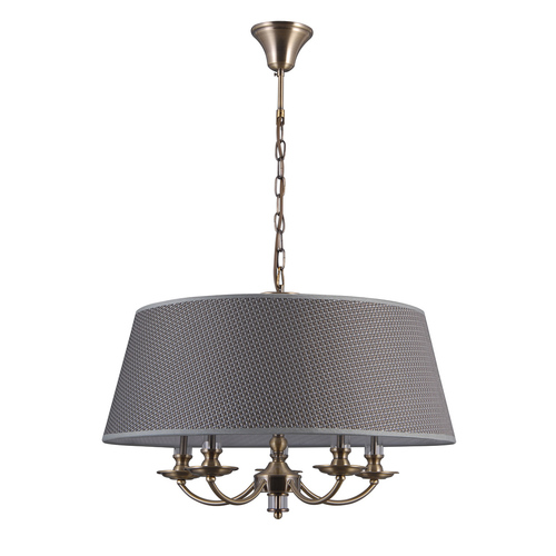 Check Pendant Light Italux Zanobi 5xE14 Grey Brown 60 cm Steel Glass Fabric PND-43272-5A