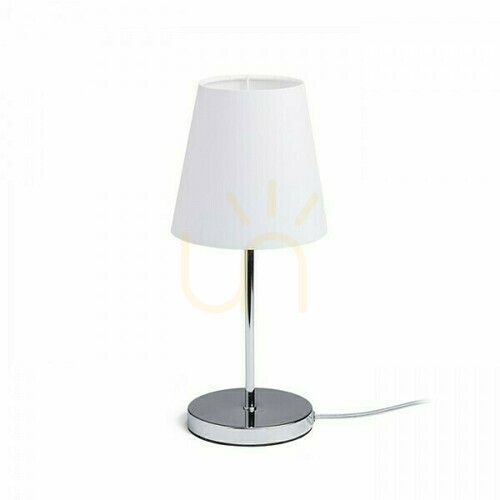 Check Rendl NYC/CONNY 15/15 table lamp, white polycotton/chrome, E27 11 W