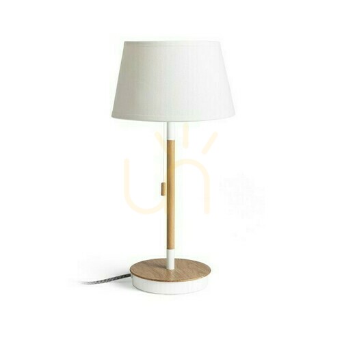 Check Table Lamp Keith/Alvis 24 With Usb Cream White Beech 230 V Led E27 7 W.