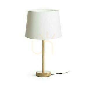 RENDL MAUI/AMBITUS 30 table lamp, Ø 30 x 52 cm, white polycotton shade, wooden base, E27 max 15 W small 0