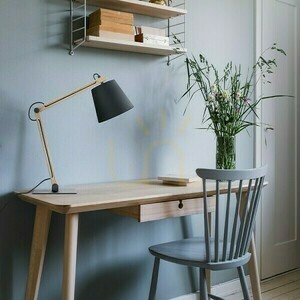 Nizza Polycotton Black/Wood Table Lamp 230 V Led E14 7 Watt. small 1