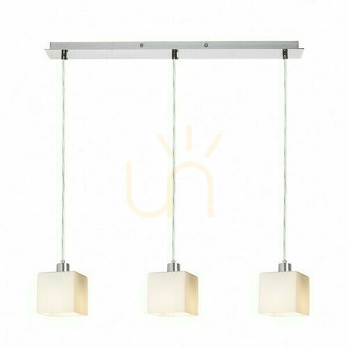 Check Rendl DADOS III 60 linear pendant lamp, opal glass/chrome, 3×E27 max. 11 W