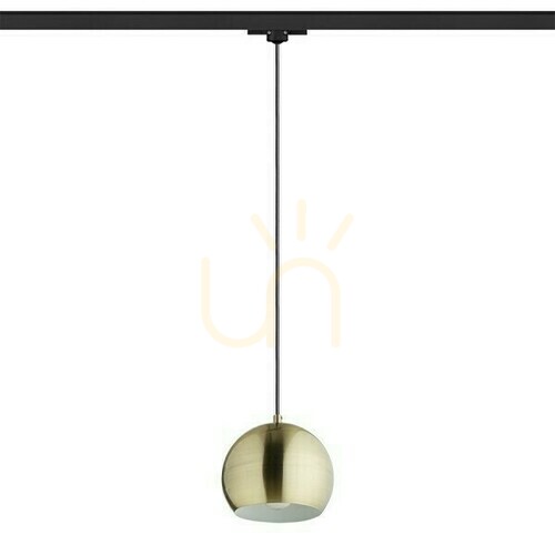 Check Rendl Agneta pendant for 3-circuit track, brushed brass, E27, 11 W, R13976