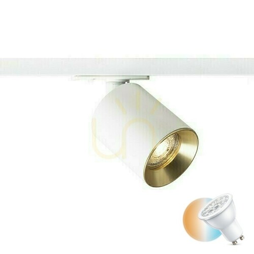 Check Dario Spotlight For 1 Phase. Rails White Brushed Brass 230 V Gu10 9 W.
