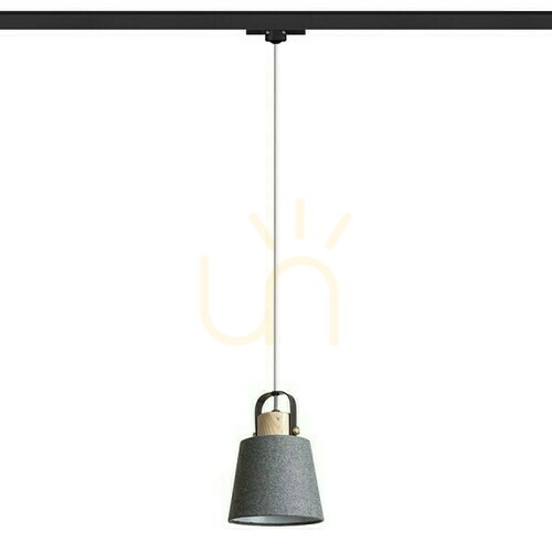 Check Choupette Pendant Lamp For 3 Phase Rail. GreyBlack Textil/Lumber 230 V E27 15 W.