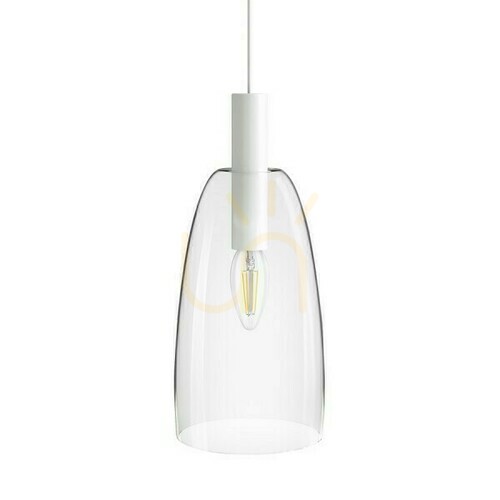 Check Bellini L E14 White Transparent Glass Pendant Lamp 230 V 15 W.