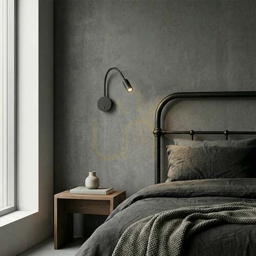 Check Rendl VALE R13648 black LED wall reading light 3 W 3000 K with flexible arm