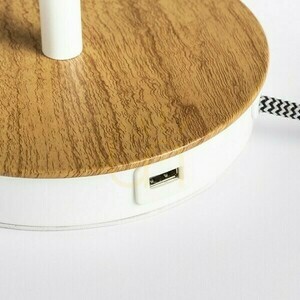 KEITH table lamp base with USB Rendl white/beech E27 15 W small 2