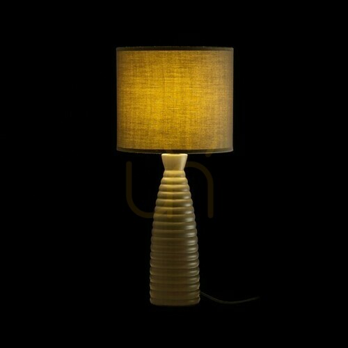 Check Laura Beige Gray Table Lamp 230 V E27 28 W.