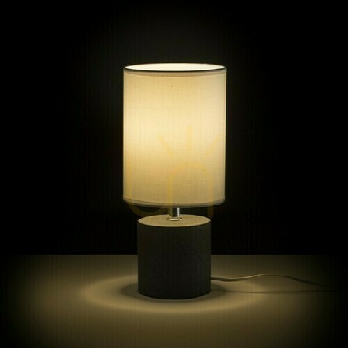 Check Rendl Camino table lamp with shade, white, cement base, E27 max. 15 W