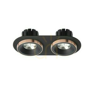 Rendl SHARM R II Recessed Downlight 2x10W LED 3000K 24° Black/Black Copper, 23 cm small 1