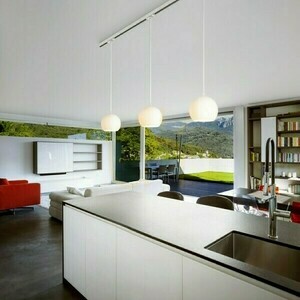 Copa Pendant Lamp For Rail 3 Phase Opal Glass 230 V E27 28 W. small 2