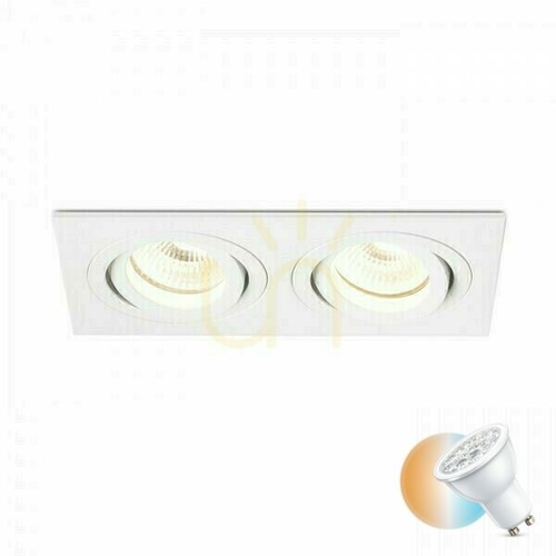 Check Rendl PASADENA GU10 SQ II recessed downlight, white, 2x GU10 max. 7 W