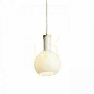 Pulire Rd Pendant Lamp Opal Glass/Wood/Chrome 230 V E14 28 W. small 2
