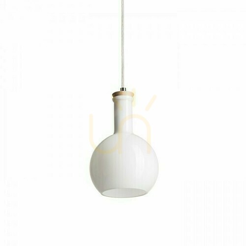 Check Pulire Rd Pendant Lamp Opal Glass/Wood/Chrome 230 V E14 28 W.