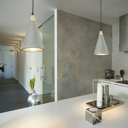 Check Rendl HEIDI R12380 concrete and wood pendant light, E27, 14.8 cm