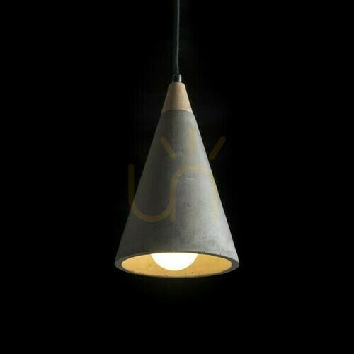 Check Heidi Concrete/Timber Pendant Lamp 230 V E27 28 W.