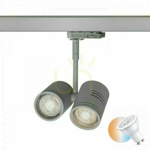 Check Beeba Ii Spotlight For 3 Phase Silver Gray Rail 230 V Gu10 2x35 W.