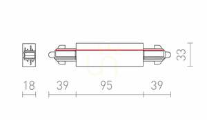 Rendl 1F R12264 long straight connector with feed-in, black, 230 V small 2