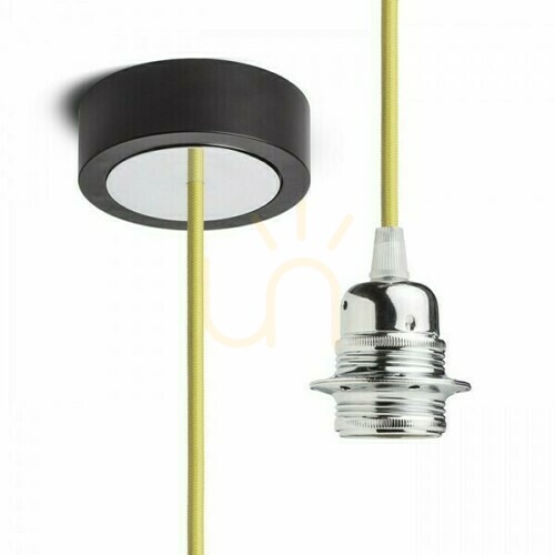 Check Rendl HEX R11912 E27 pendant suspension, black with lime cable 150 cm