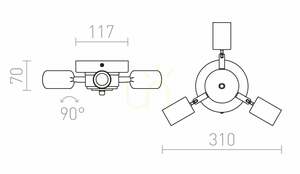 Rendl POSTE R11799 chrome ceiling base for lampshades, 3×E27 LED 15 W small 4