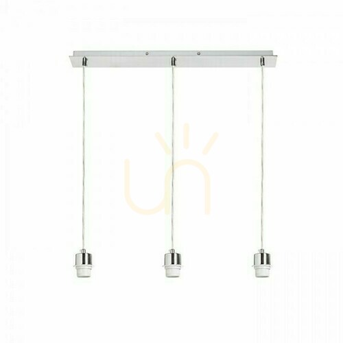 Check Shade, Lampshade More 60 Ceiling Pendant Base Chrome 230 V E27 3x42 W.