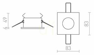 Rendl SPLASH SQ R11735 chrome recessed downlight GU10 LED max. 8 W IP65 small 9