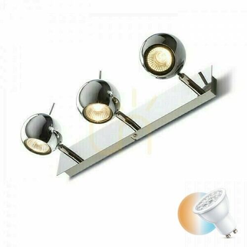 Check Glossy Iii Surface Mounted Lamp Chrome 230 V Led Gu10 3x8 W.