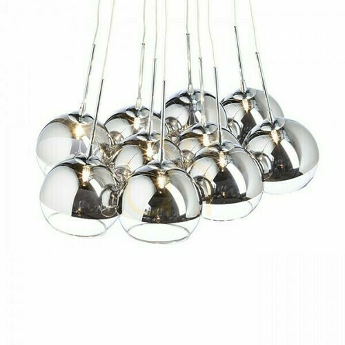 Check Astral Pendant Lamp Chromed Glass/Transparent Glass 230 V/12 V G4 10x20 W.