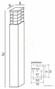 Outdoor Post Light SU-MA RADO II 1 BL Black 75 cm E27 IP54 small 4