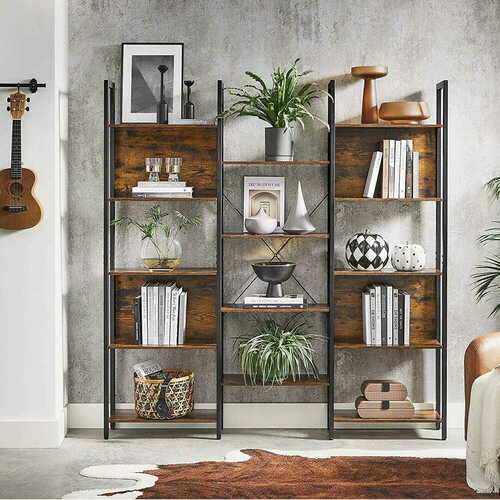Check VASAGLE LLS107B01 Bookshelf with 14 Shelves Metal Frame 158 cm