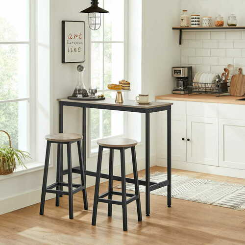 Check VASAGLE ALINRU LBC032B02 bar stools, set of 2, Ø 32 cm, 65 cm high, grey/black