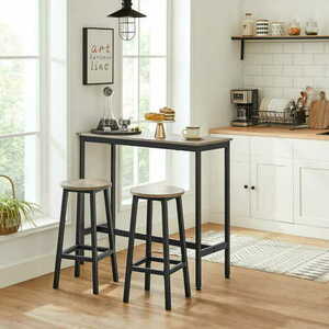 VASAGLE ALINRU LBC032B02 bar stools, set of 2, Ø 32 cm, 65 cm high, grey/black small 1
