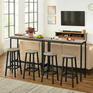 VASAGLE ALINRU LBC032B02 bar stools, set of 2, Ø 32 cm, 65 cm high, grey/black small 3