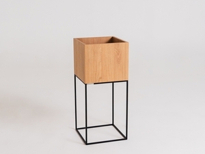 CustomForm PALMUS METAL 80 cm Planter Cover, Oak-Effect Board in a Black Metal Frame small 0