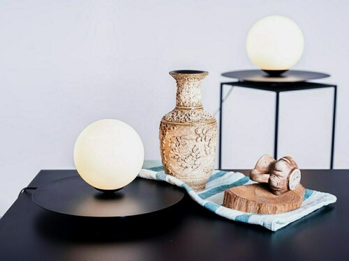 Check Black table lamp CustomForm SKIVA BALL S Ø30 cm 1×E14 max. 60 W