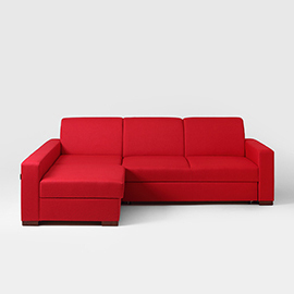 LOZIER corner sofa. L - blood red(et60), walnut small 6