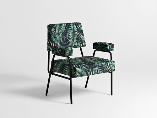 Check SIMPLE armchair - tropical vibes(dar01), black