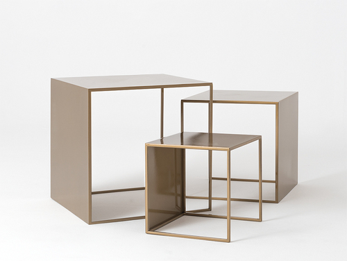 Check Coffee table set of 2 WALL TRIO METAL 35x45x55 - gold