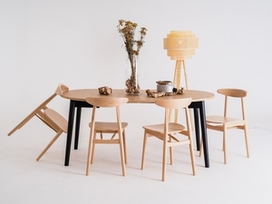 CustomForm ANTON ROUND 95 extendable dining table solid oak black 95–175 cm small 2