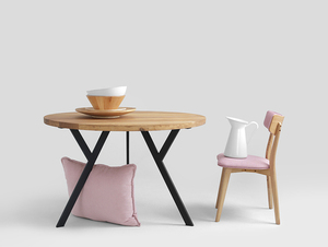 CustomForm ZX SOLID WOOD round dining table 120 cm, wood and black small 2