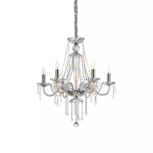 Check Pendant Light Ideallux Amadeus SP6 Transparent Crystal Glass 67 cm 168753