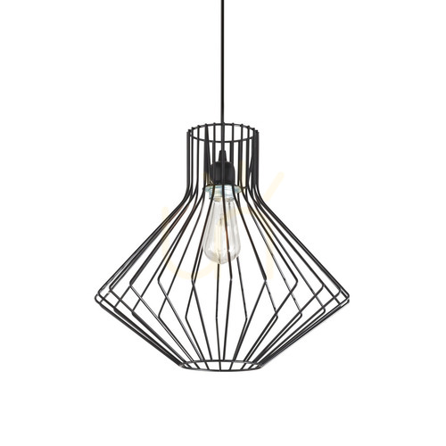 Check Pendant Light Ideallux AMPOLLA Black Metal 39.5 cm E27 167497